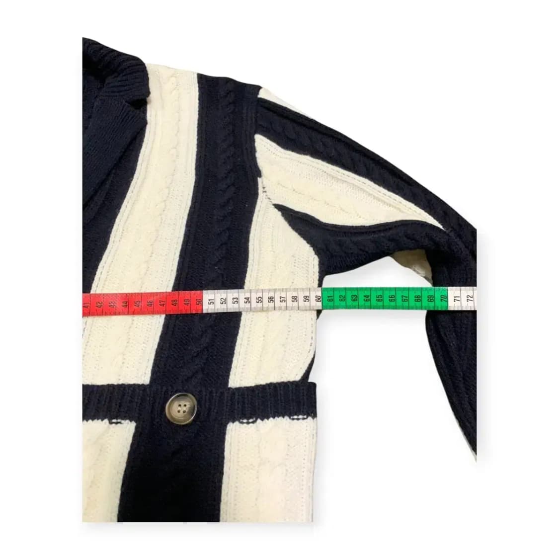 L)스트라이프 니트 가디건 블랙/화이트 단가라 스웨터 상품이미지5