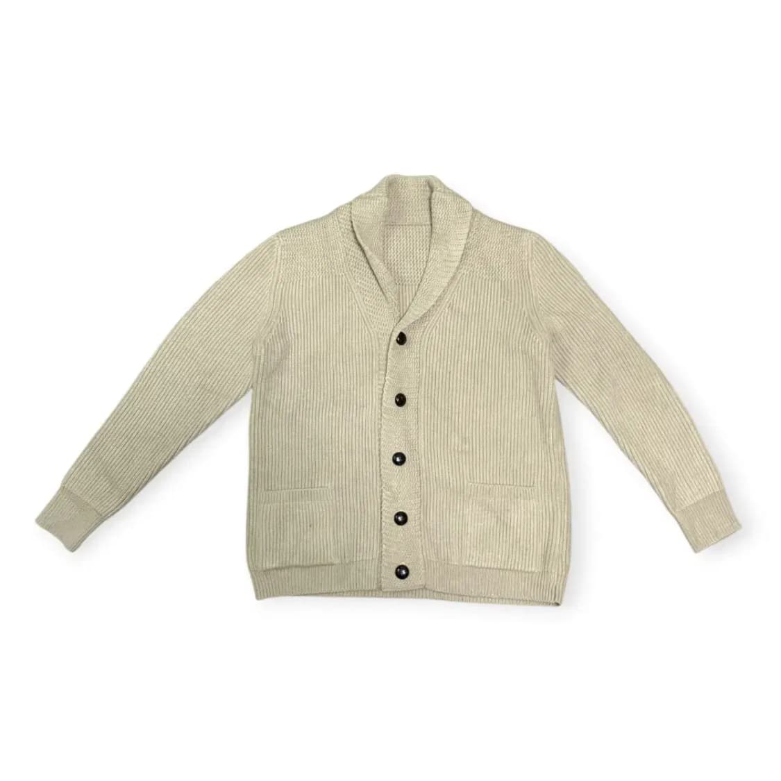 XL)그레이 숄칼라 니트 가디건 숄카라 스웨트 스웨터 단추 스냅 상품이미지1