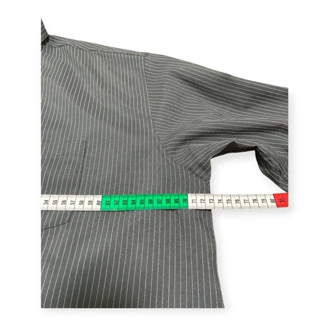 4XL)CAMETE 회색 스트라이프 긴팔 오버핏 셔츠 상품이미지4