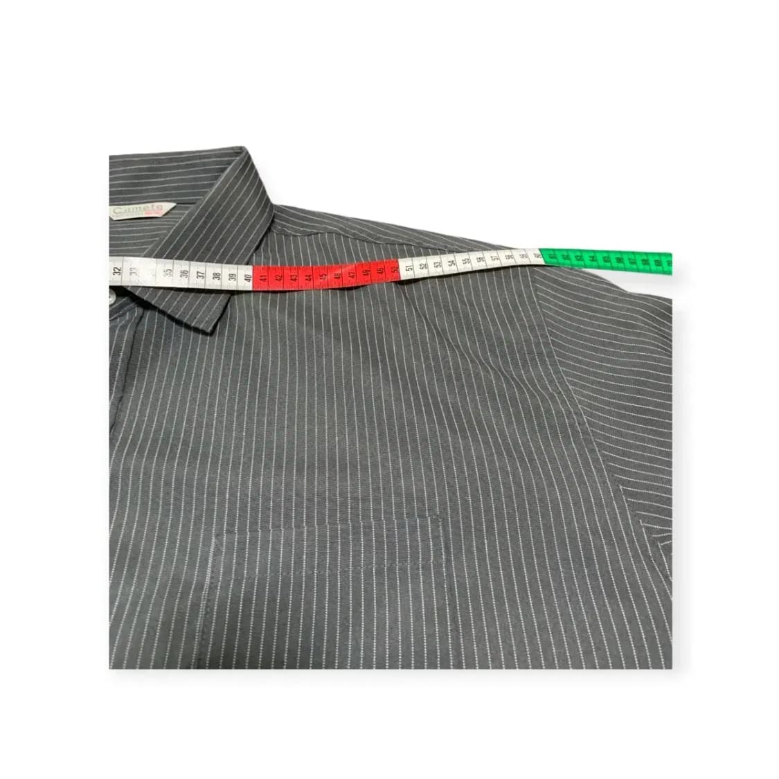 4XL)CAMETE 회색 스트라이프 긴팔 오버핏 셔츠 상품이미지5