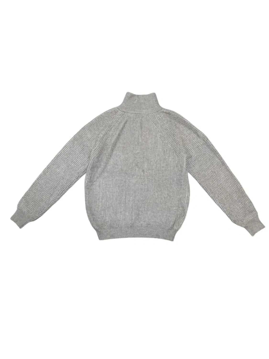 L)그레이 하프넥 니트 스웨터 반집업 심플패턴 회색 상품이미지2