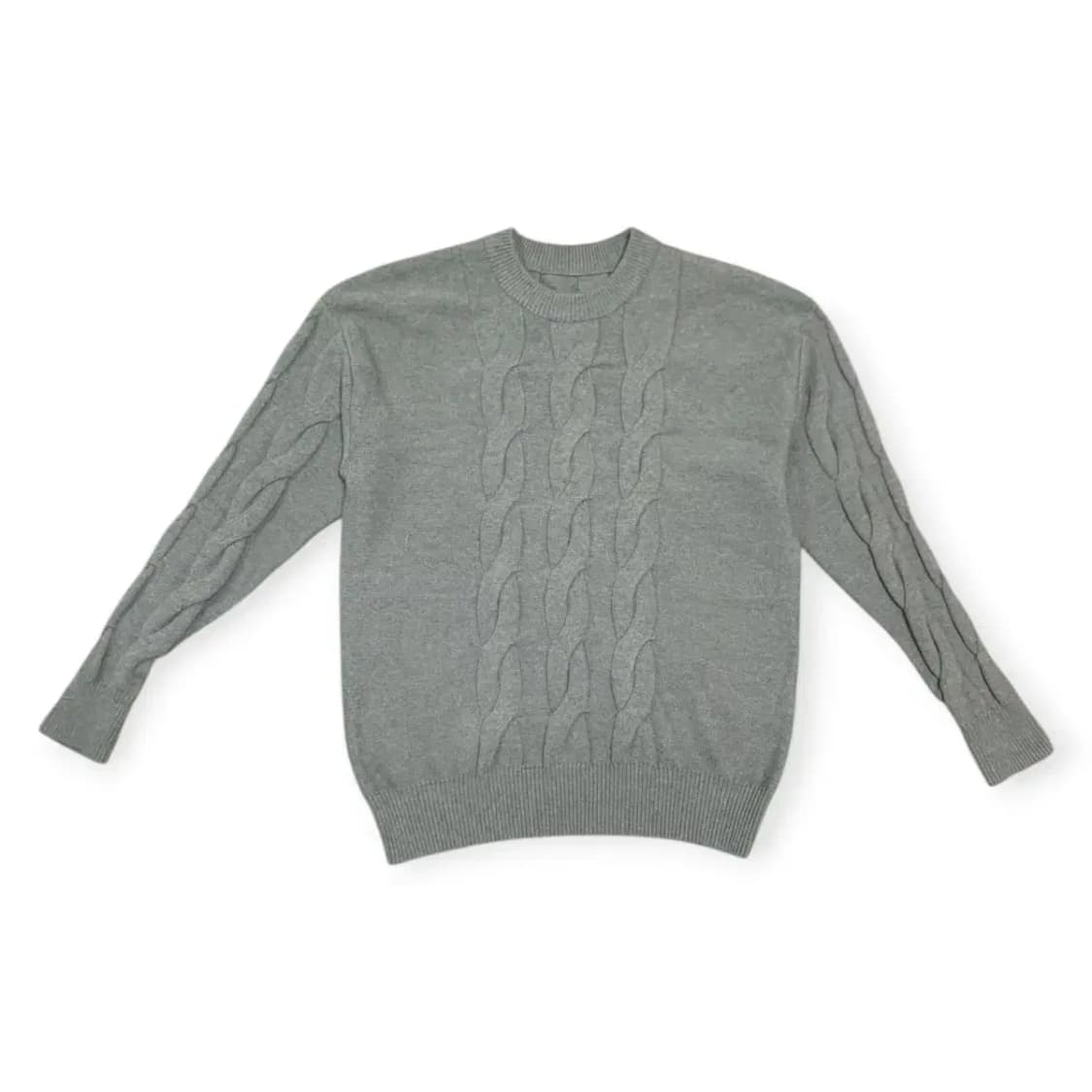 L)그레이 꽈배기 긴팔 니트 스웨트 라운드넥 스웨터 상품이미지1