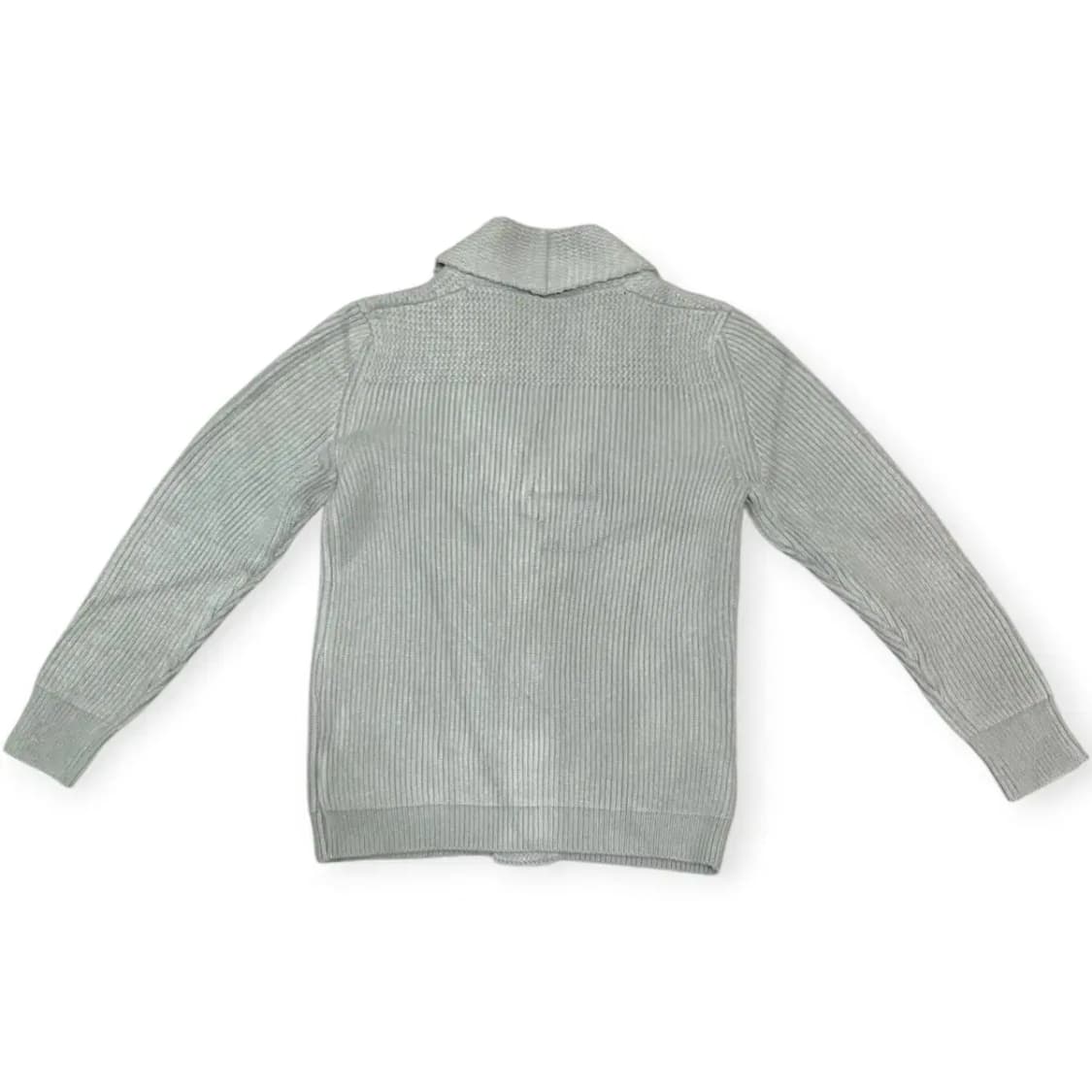 L)그레이 숄카라 가디건 그레이 회색 단추 스냅 스트라이프 패턴 울가디건 상품이미지2