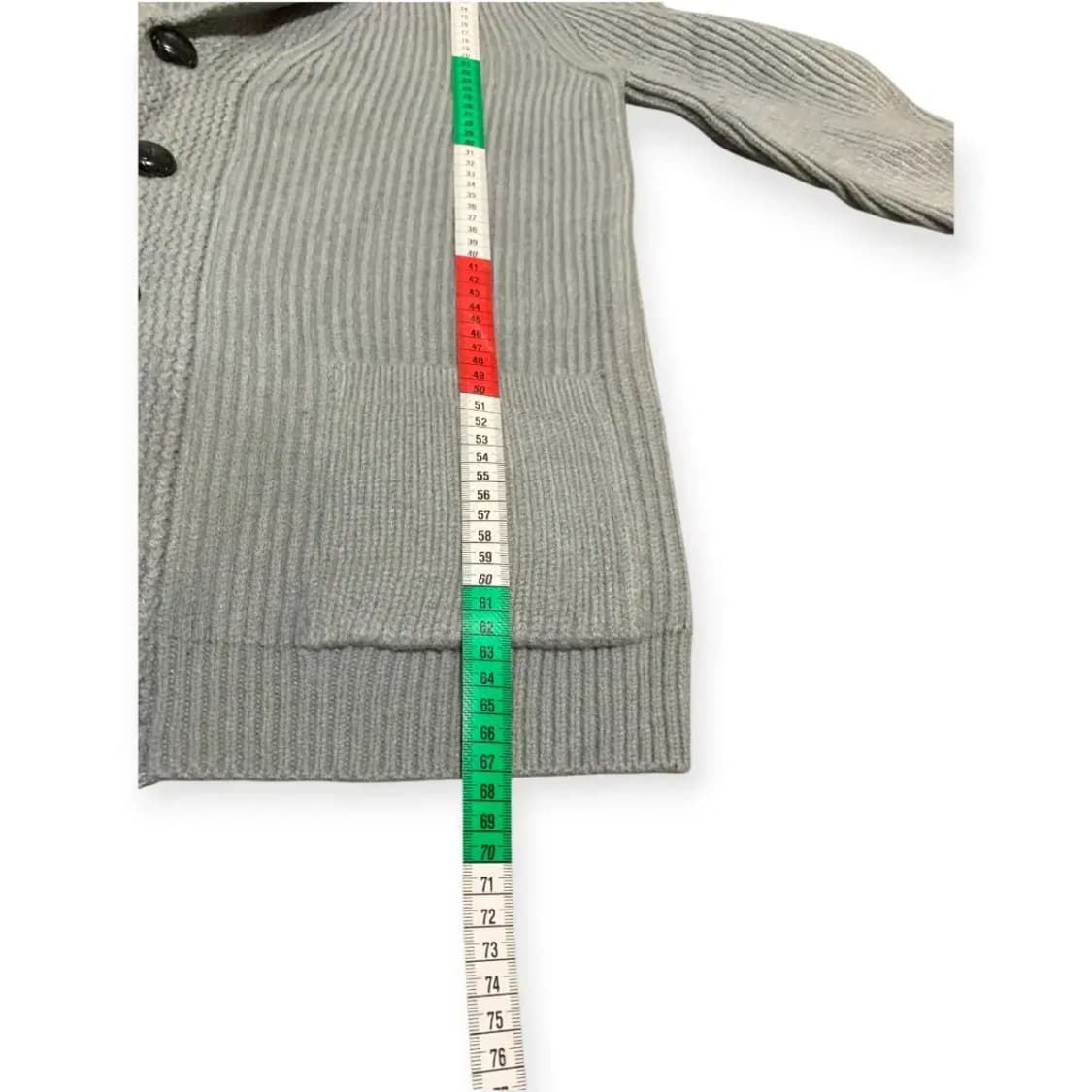 L)그레이 숄카라 가디건 그레이 회색 단추 스냅 스트라이프 패턴 울가디건 상품이미지5