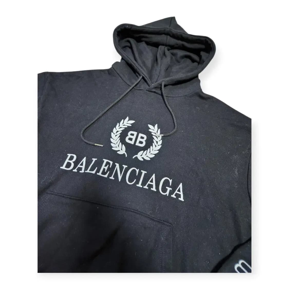 M)발렌시아가 빈티지 커스텀 리메이크 블랙 로고 후드티 상품이미지2