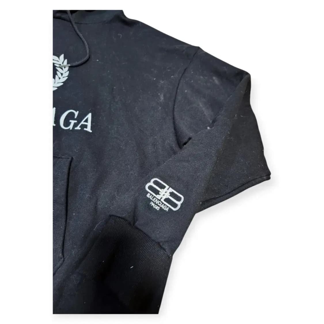 M)발렌시아가 빈티지 커스텀 리메이크 블랙 로고 후드티 상품이미지3