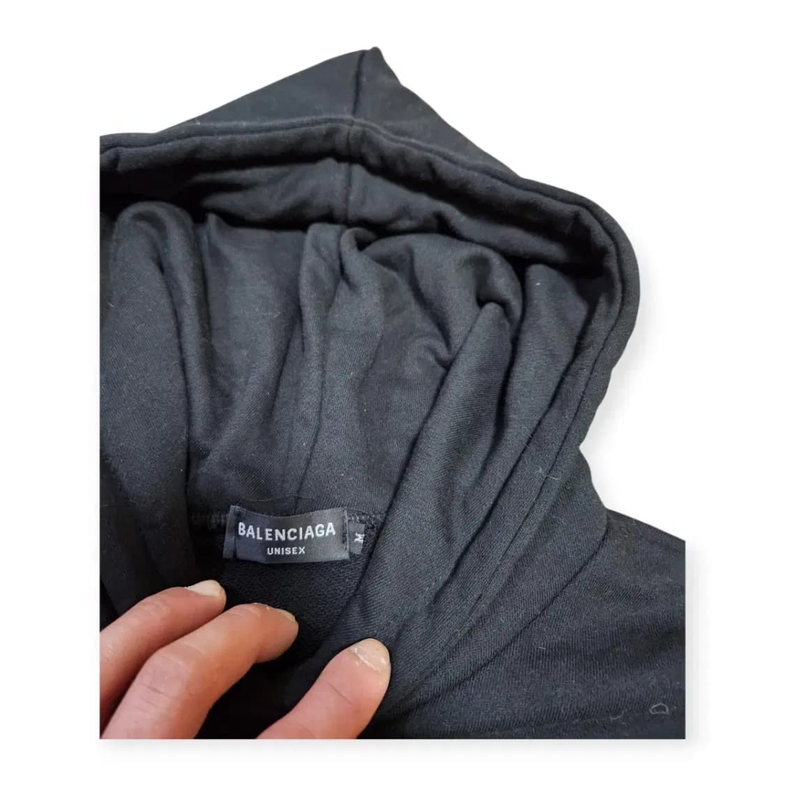 M)발렌시아가 빈티지 커스텀 리메이크 블랙 로고 후드티 상품이미지4