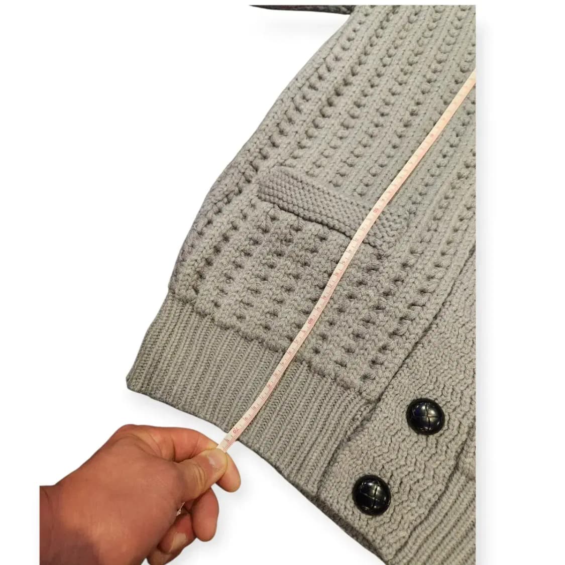 2XL)mood 숄칼라 가디건 니트 그레이 와플 울 단추가디건 코위찬 상품이미지6