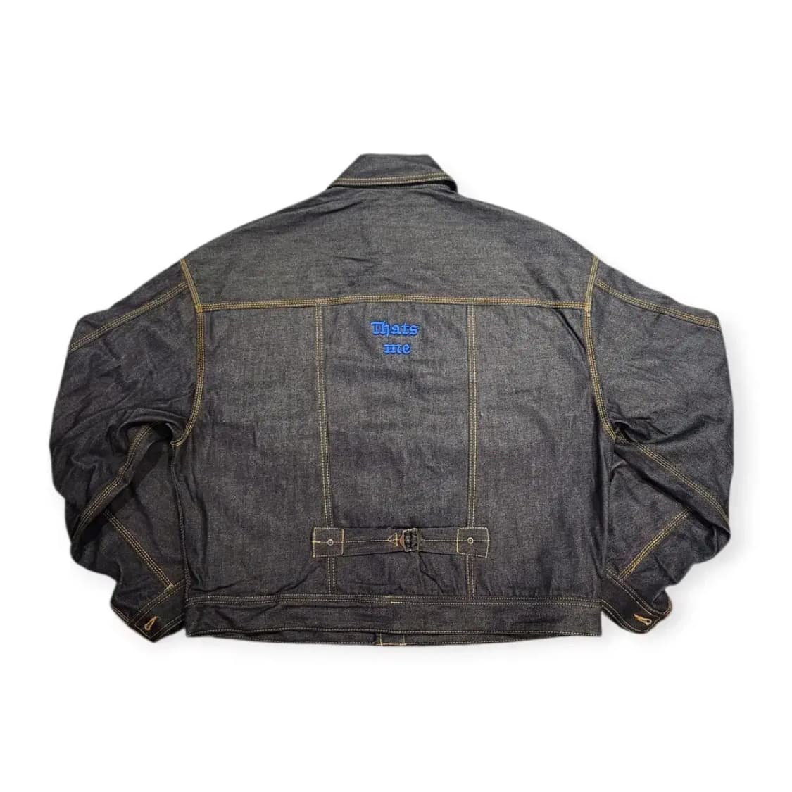 2XL)아워포켓츠 그리드 커브드 슬리브 데님 워크 자켓 인디고 데님 상품이미지2