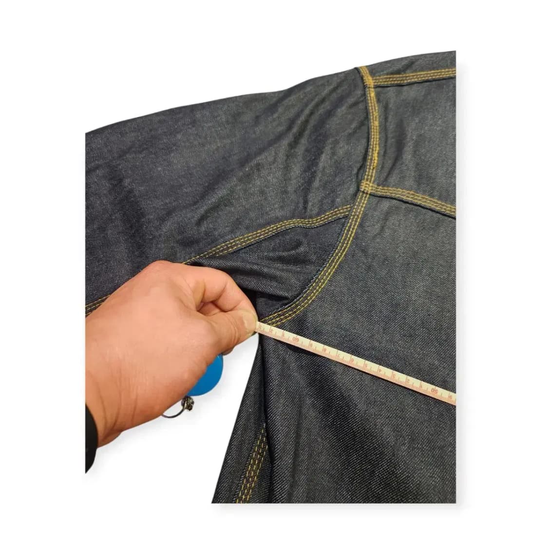 2XL)아워포켓츠 그리드 커브드 슬리브 데님 워크 자켓 인디고 데님 상품이미지6