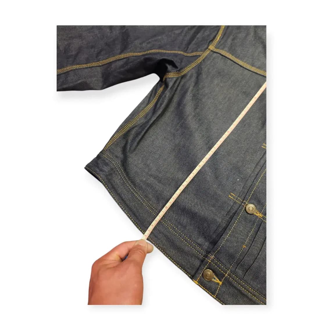 2XL)아워포켓츠 그리드 커브드 슬리브 데님 워크 자켓 인디고 데님 상품이미지7