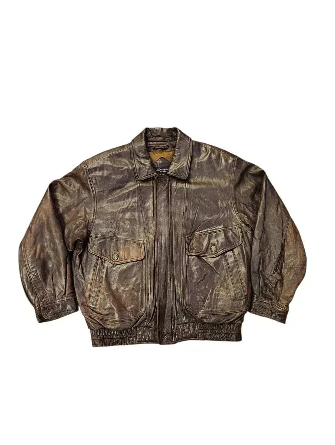 105)입생로랑 YSL 브라운 가죽 거위털 봄버 자켓 Ma1 마원 탑건 상품이미지1