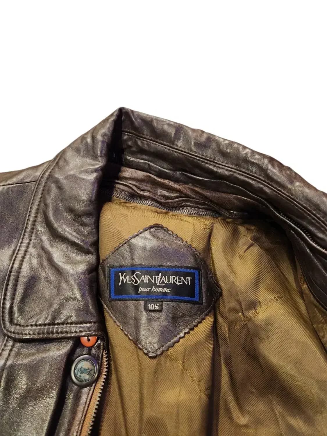 105)입생로랑 YSL 브라운 가죽 거위털 봄버 자켓 Ma1 마원 탑건 상품이미지3