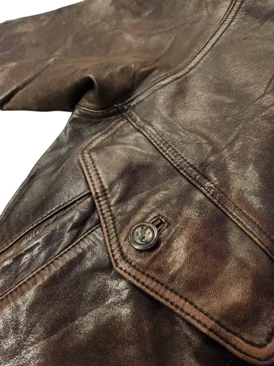 105)입생로랑 YSL 브라운 가죽 거위털 봄버 자켓 Ma1 마원 탑건 상품이미지7