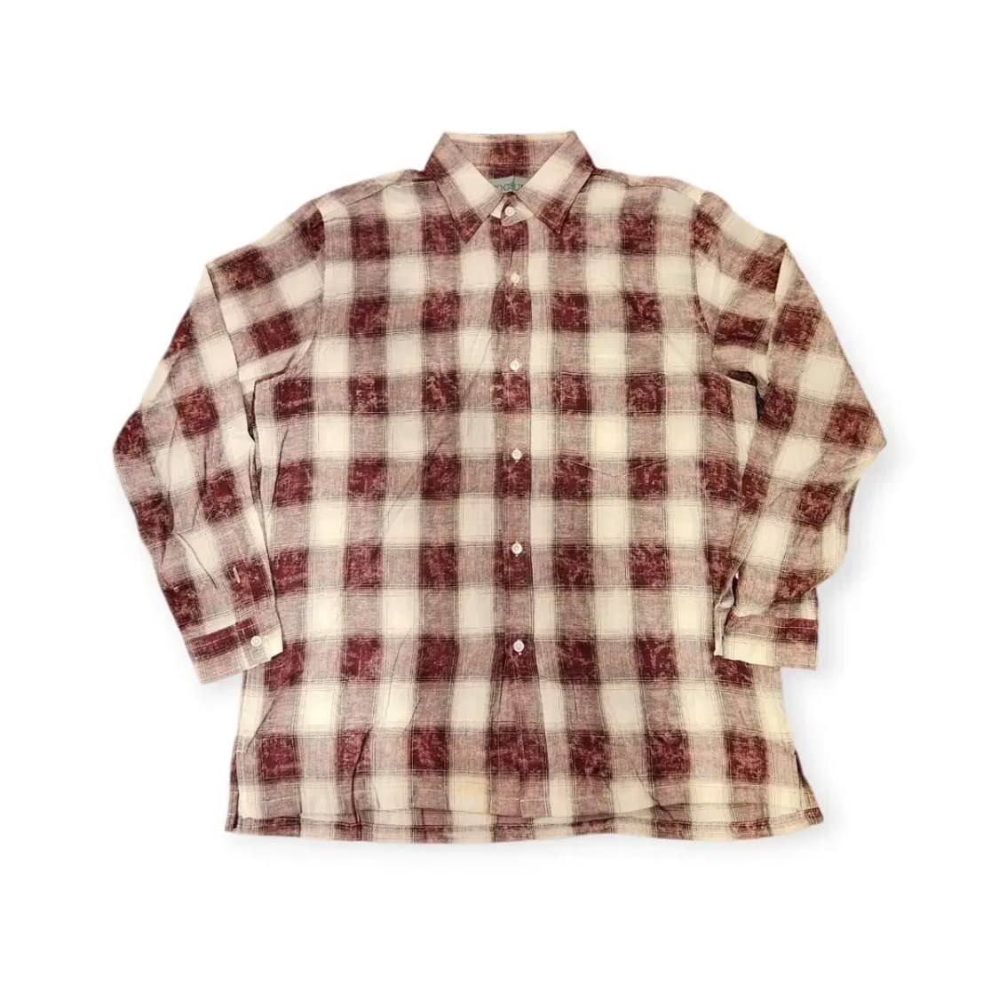 2Size)WOOSUK 우석 빈티지 체크 셔츠 남방 긴팔 레드 상품이미지1