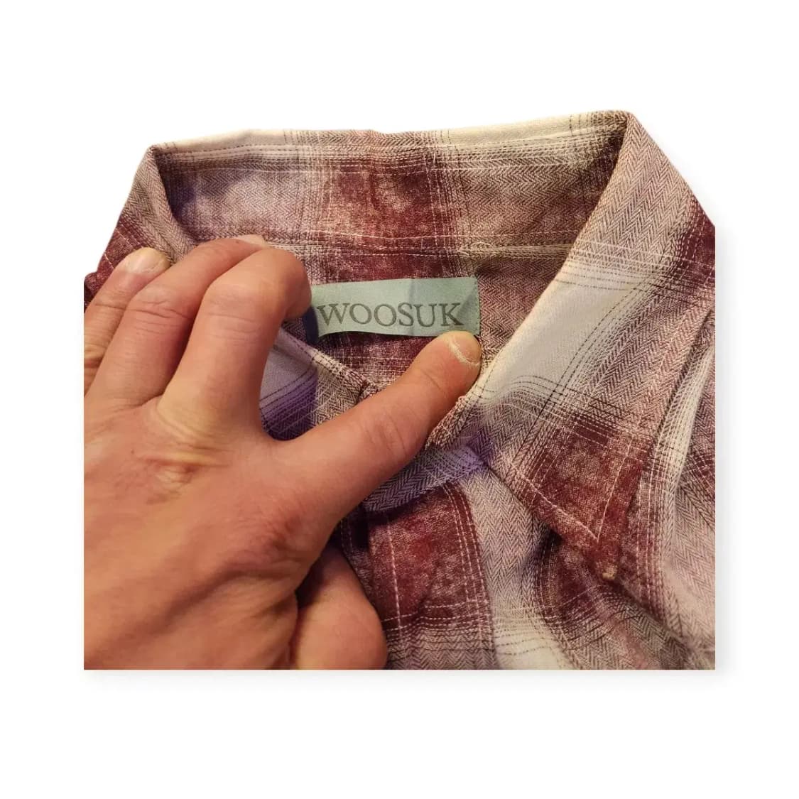 2Size)WOOSUK 우석 빈티지 체크 셔츠 남방 긴팔 레드 상품이미지3