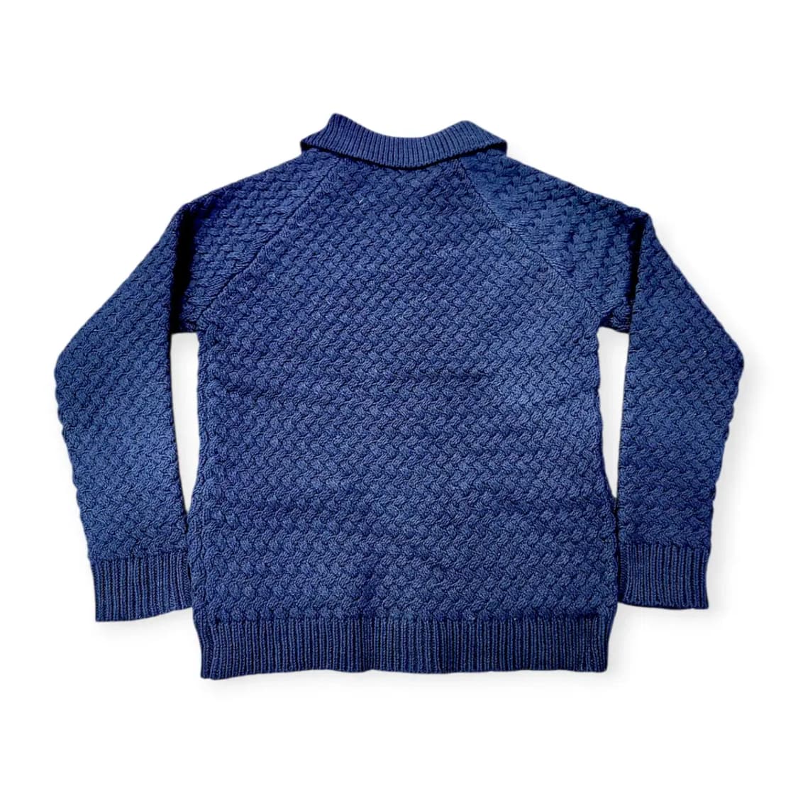 L)네이비 와플 니트집업 가디건 알파카 남색 가디건 니트자켓 니트점퍼 상품이미지2