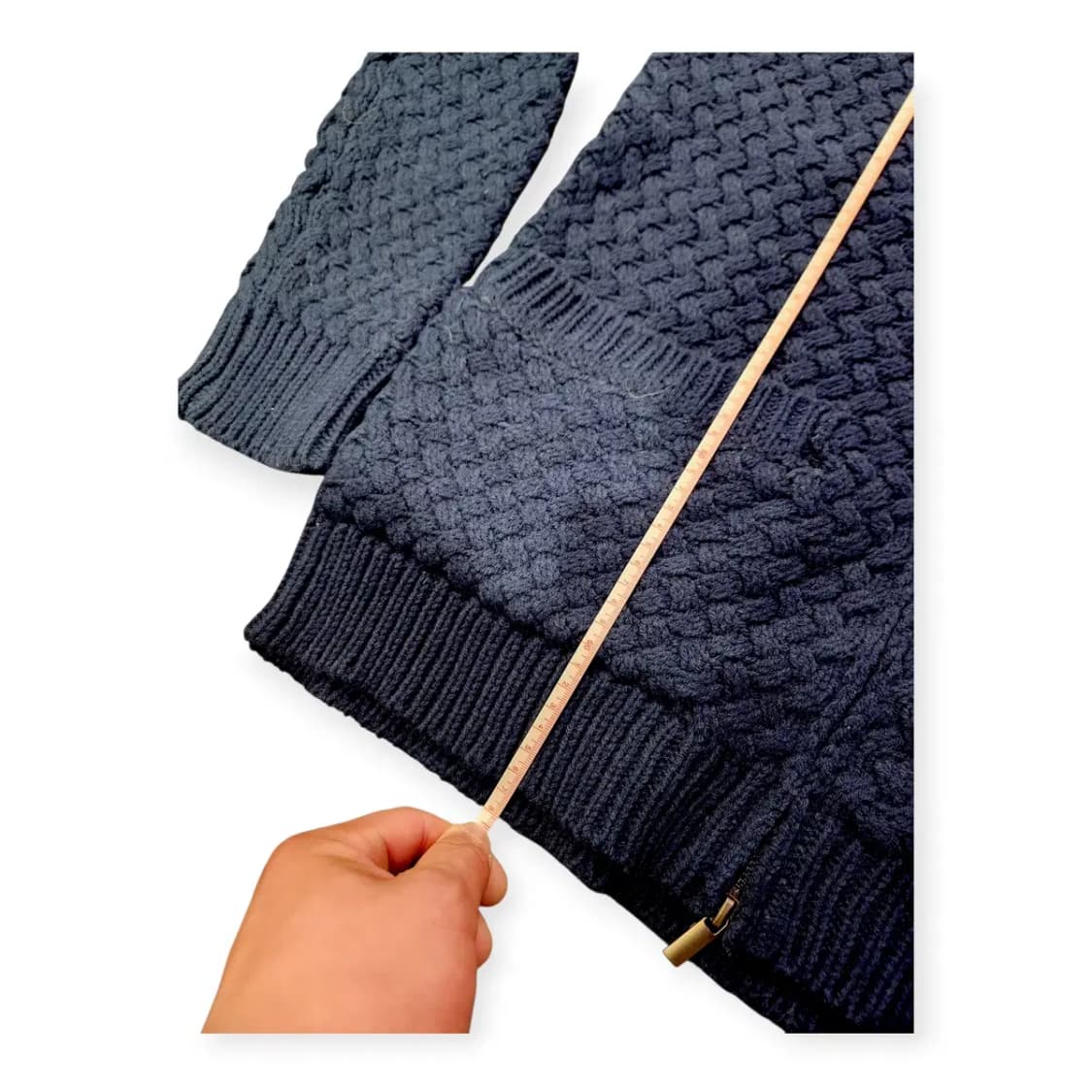 L)네이비 와플 니트집업 가디건 알파카 남색 가디건 니트자켓 니트점퍼 상품이미지4