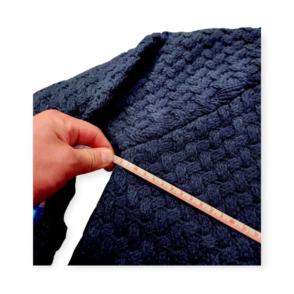 L)네이비 와플 니트집업 가디건 알파카 남색 가디건 니트자켓 니트점퍼 상품이미지6