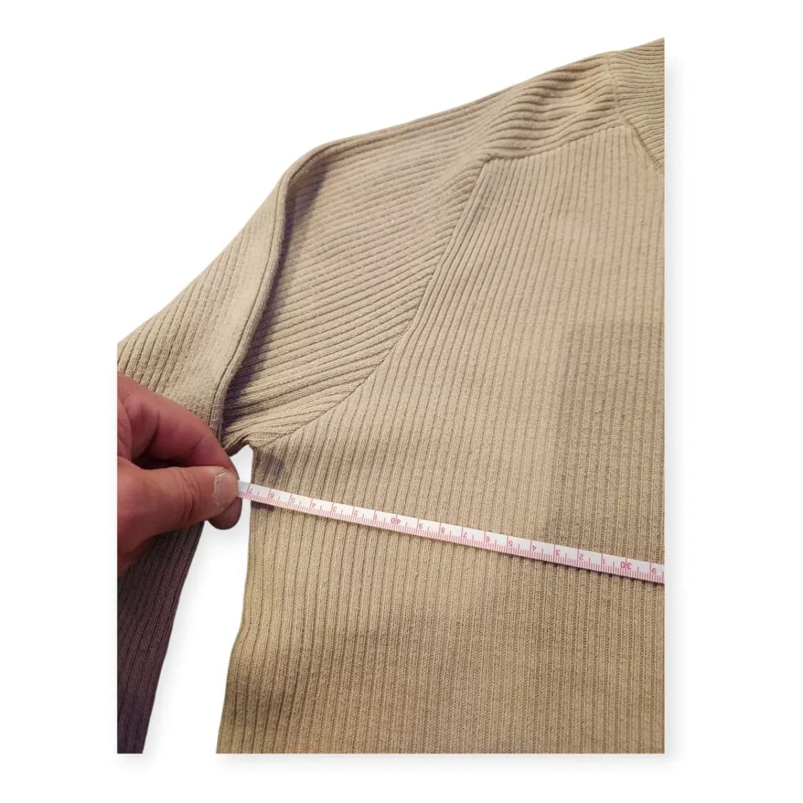 L)베이지 머슬핏 니트 롱슬리브 맨투맨 슬림핏 상품이미지3