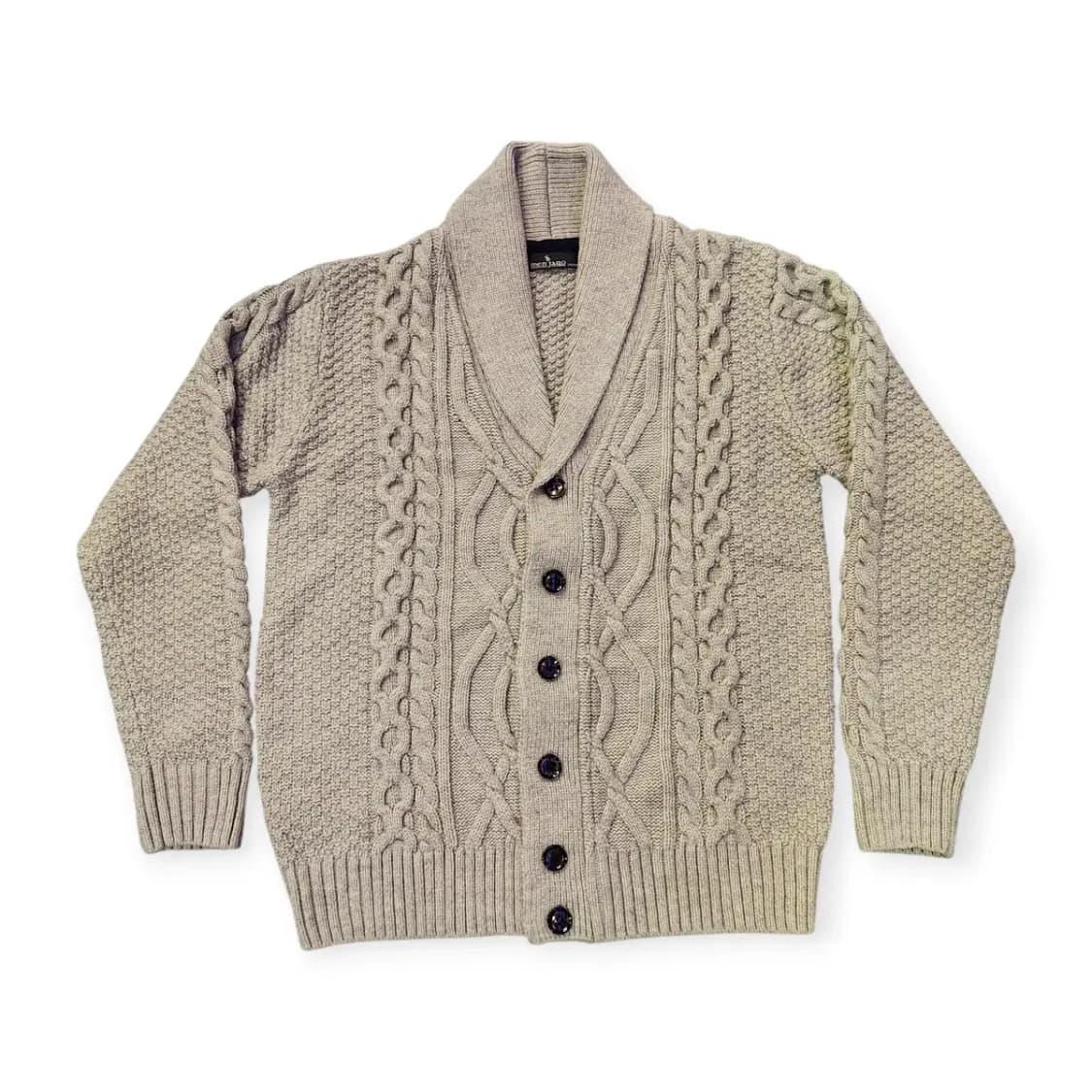 L)MEN JARO 그레이 니트 꽈배기 케이블 가디건 단추가디건 두꺼운 상품이미지1