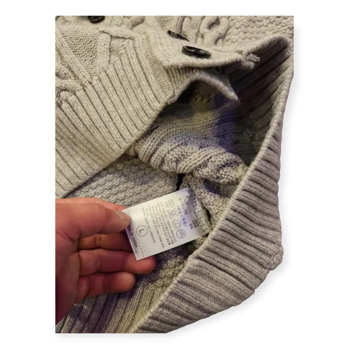 L)MEN JARO 그레이 니트 꽈배기 케이블 가디건 단추가디건 두꺼운 상품이미지4