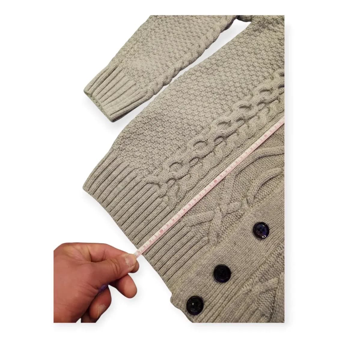 L)MEN JARO 그레이 니트 꽈배기 케이블 가디건 단추가디건 두꺼운 상품이미지7