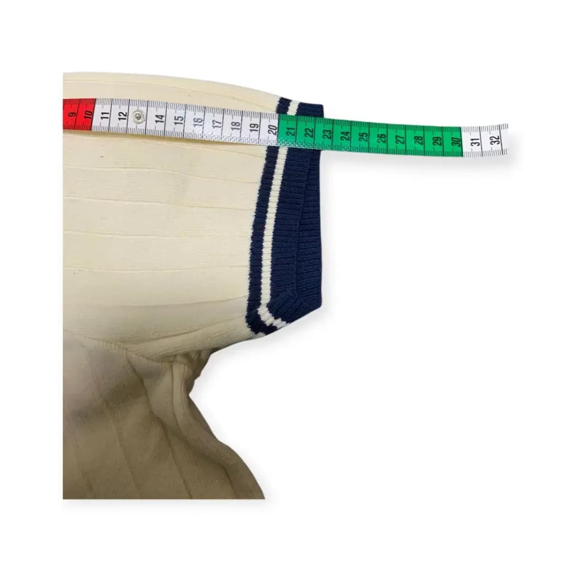 M)GDDQSDC 반팔 니트 머슬핏 티셔츠 베이지&네이비 상품이미지4