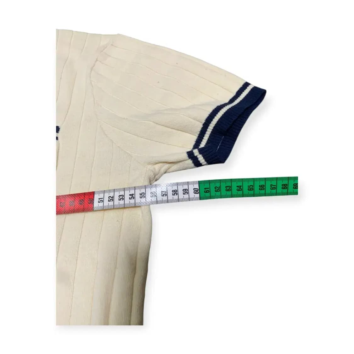 M)GDDQSDC 반팔 니트 머슬핏 티셔츠 베이지&네이비 상품이미지5