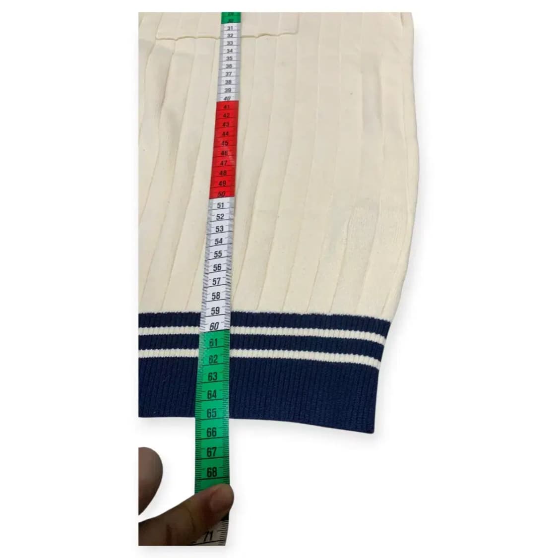 M)GDDQSDC 반팔 니트 머슬핏 티셔츠 베이지&네이비 상품이미지6