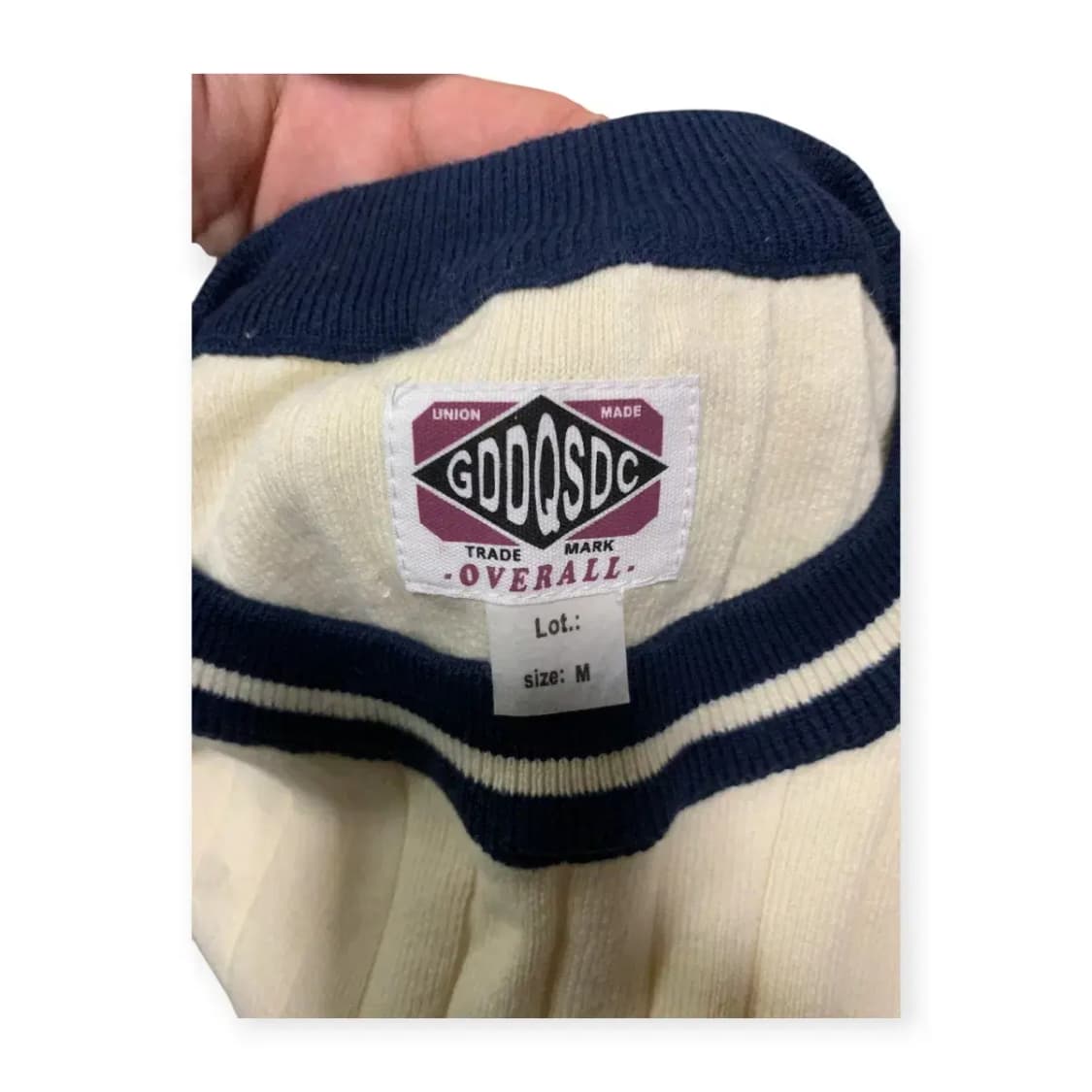 M)GDDQSDC 반팔 니트 머슬핏 티셔츠 베이지&네이비 상품이미지7