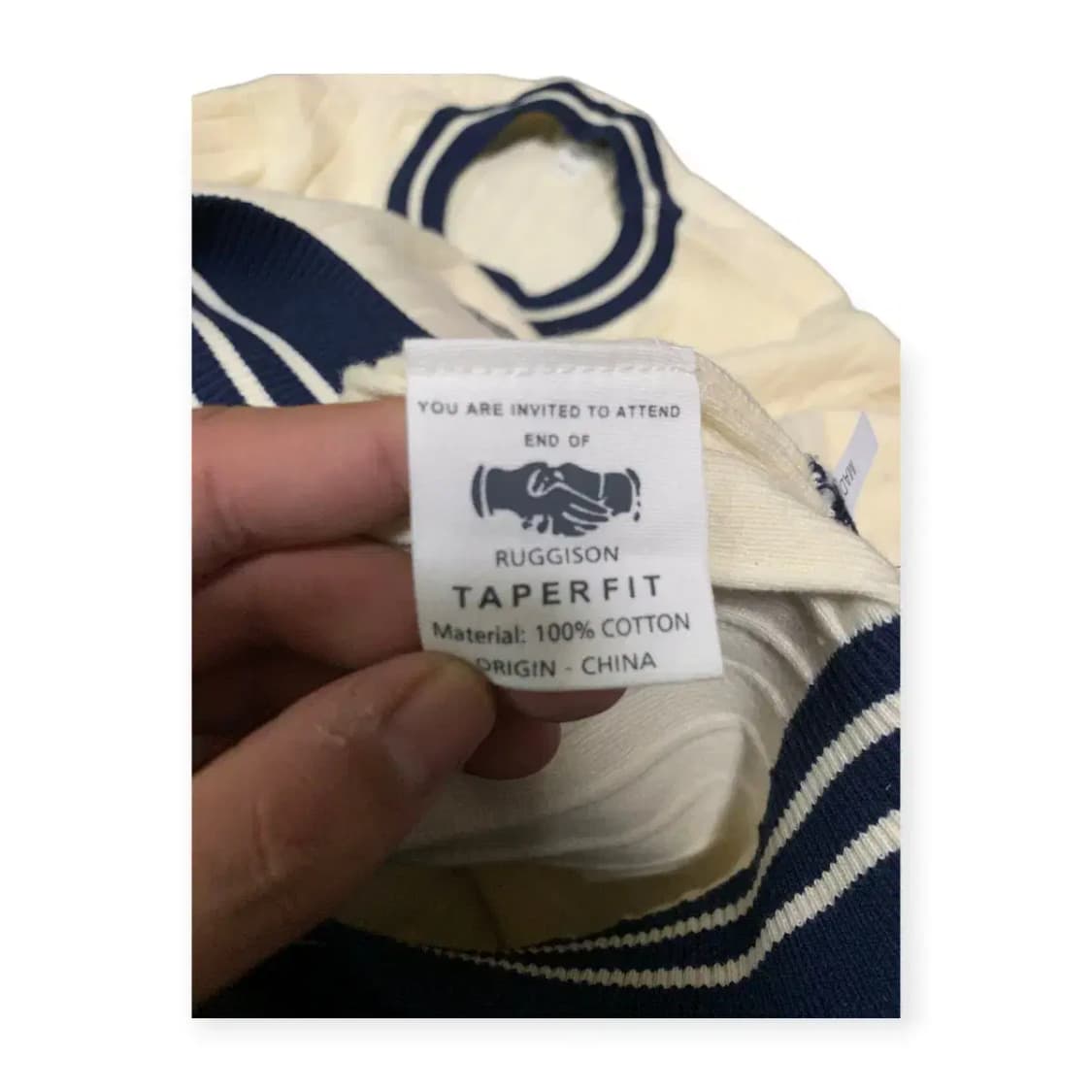 M)GDDQSDC 반팔 니트 머슬핏 티셔츠 베이지&네이비 상품이미지9