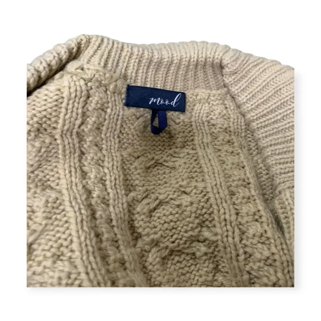 XL)mood 꽈배기 베이지 포켓 버튼 울 니트 숄카라 가디건 상품이미지7