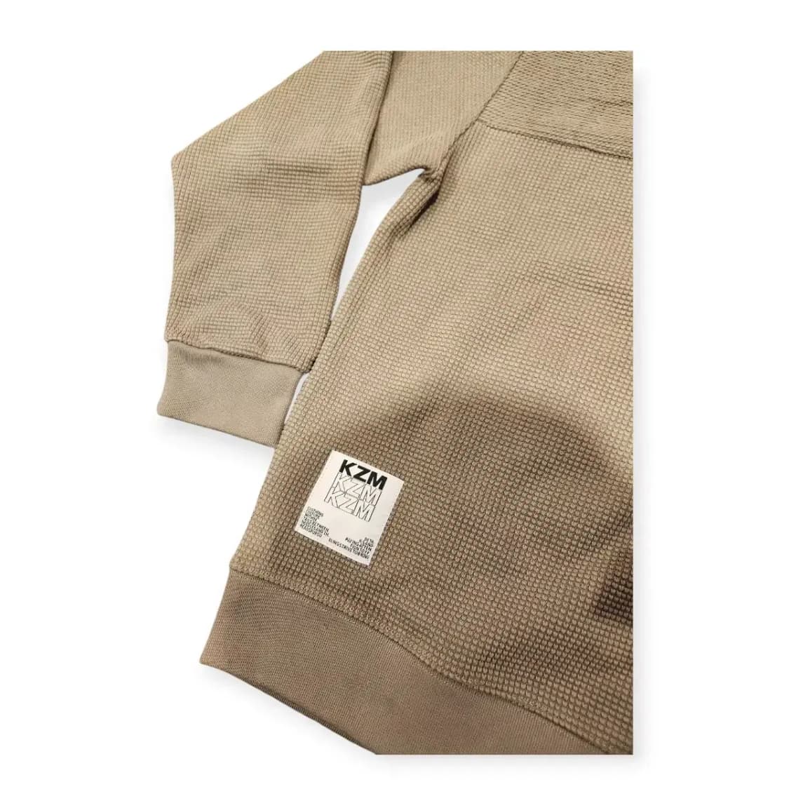KZM 케이지엠 와플 크루넥 맨투맨 긴팔 롱슬리브 카키색 상품이미지2