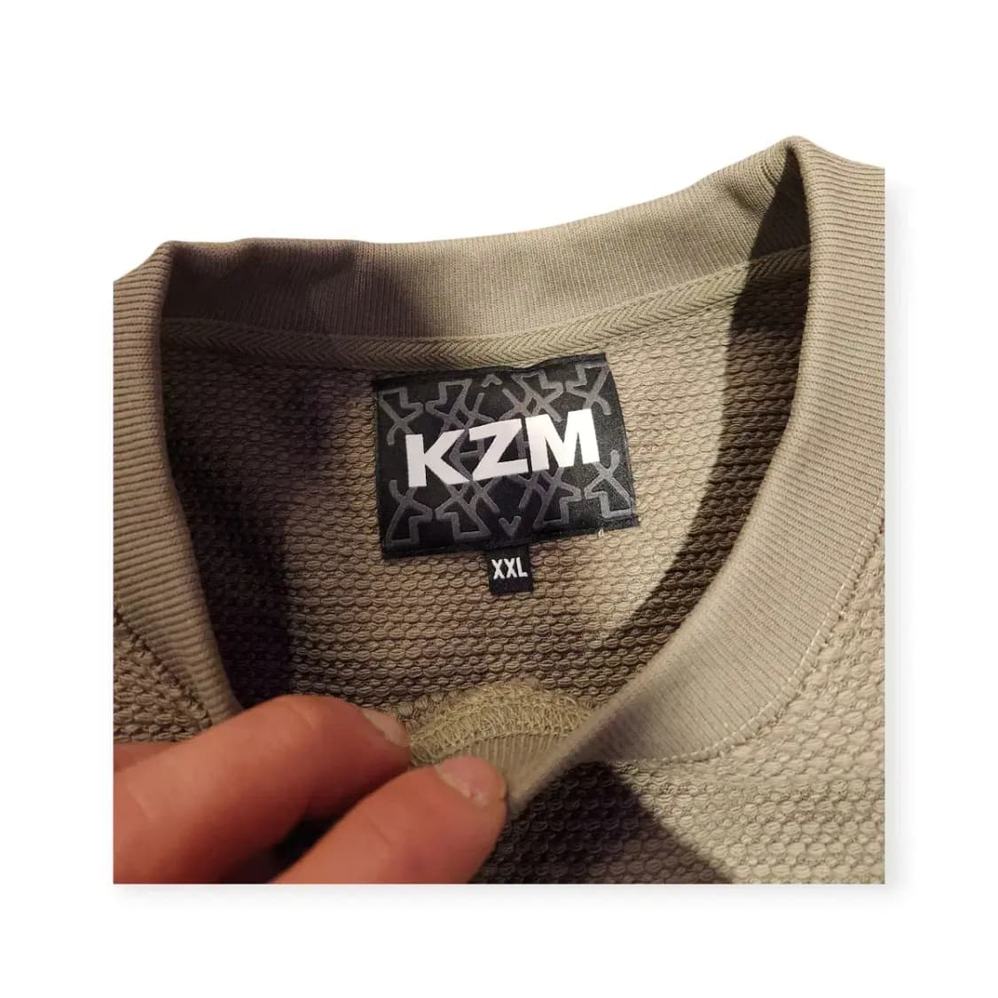 KZM 케이지엠 와플 크루넥 맨투맨 긴팔 롱슬리브 카키색 상품이미지3