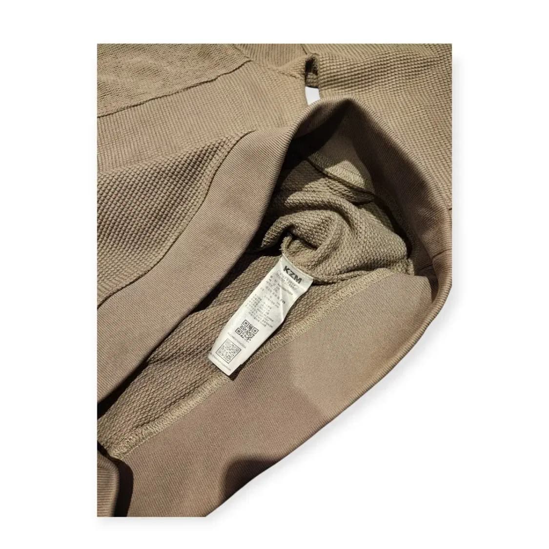 KZM 케이지엠 와플 크루넥 맨투맨 긴팔 롱슬리브 카키색 상품이미지5