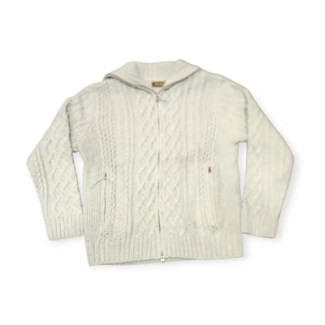 L)MOOD 민트 풀집업 꽈배기 니트 집업가디건  카라 가디건 상품이미지1