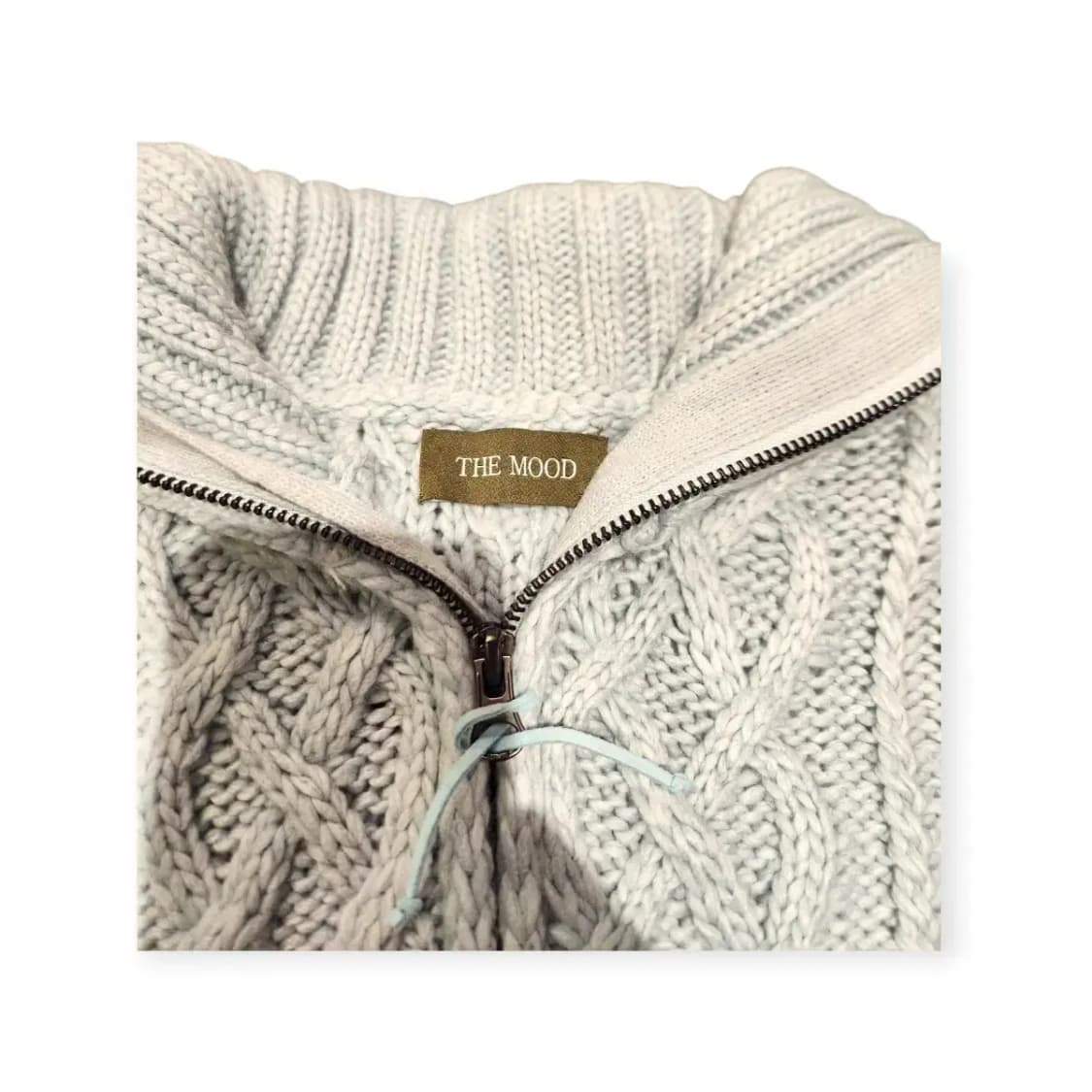 L)MOOD 민트 풀집업 꽈배기 니트 집업가디건  카라 가디건 상품이미지4