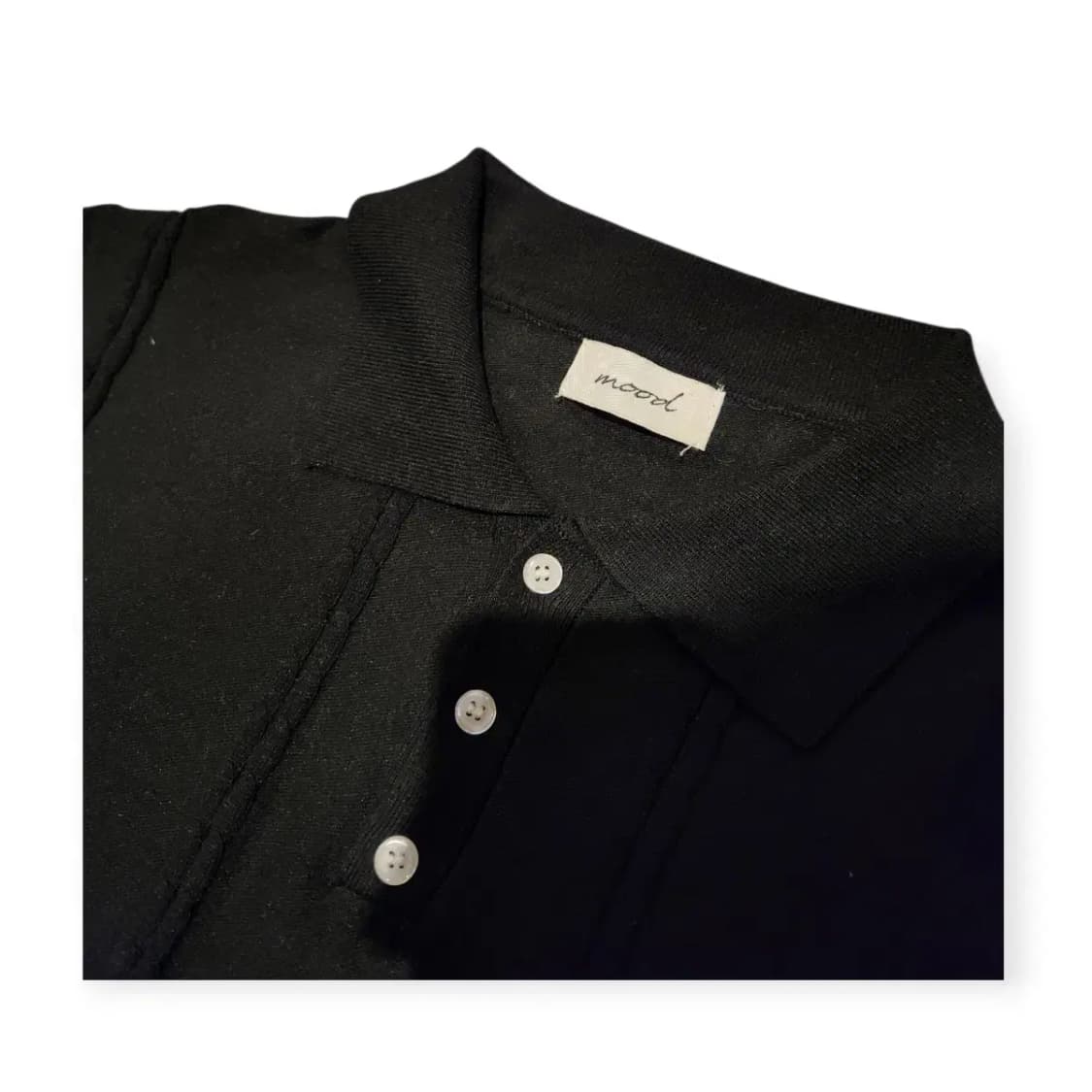 XL)mood 블랙 니트 반팔 폴로티 카라넥반팔티 상품이미지2