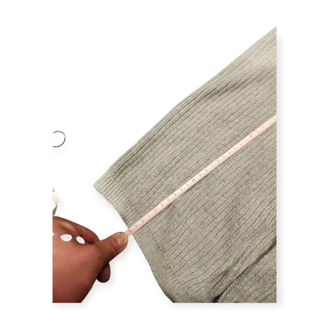 L)그레이 니트 반팔 셔츠 카라넥셔츠 회색 스트라이프 상품이미지3