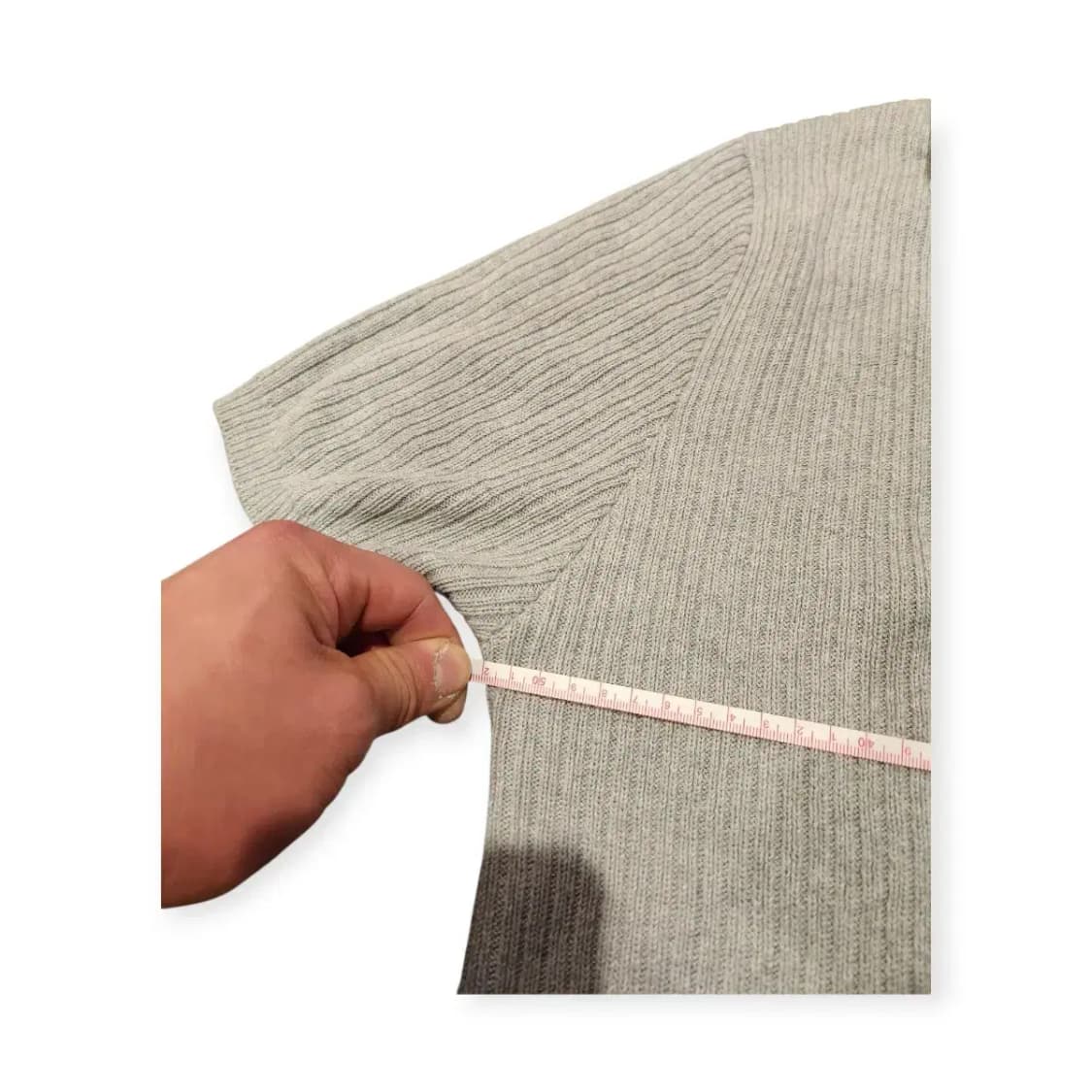 L)그레이 니트 반팔 셔츠 카라넥셔츠 회색 스트라이프 상품이미지5