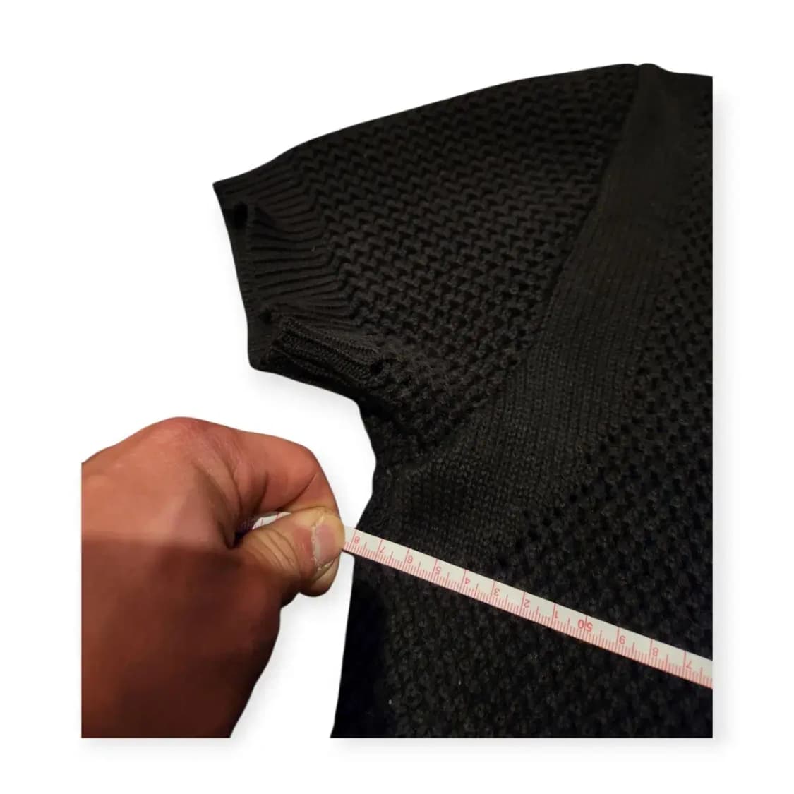 L)Mood 블랙 V넥 반팔 검정색 니트 브이넥 울 니트 스웨터 상품이미지5