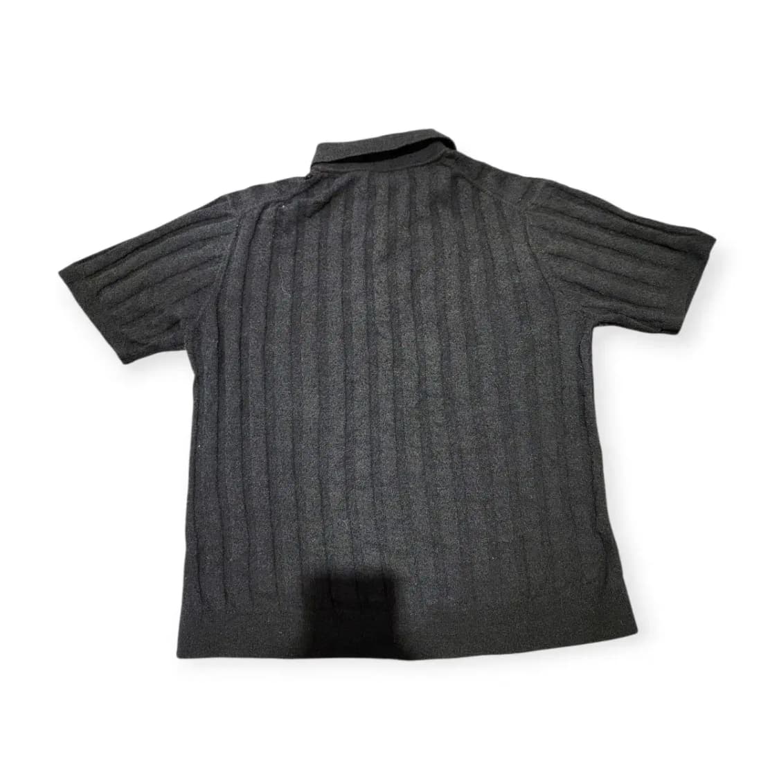 M)골지 반팔 머슬핏 카라넥 니트 블랙 상품이미지2