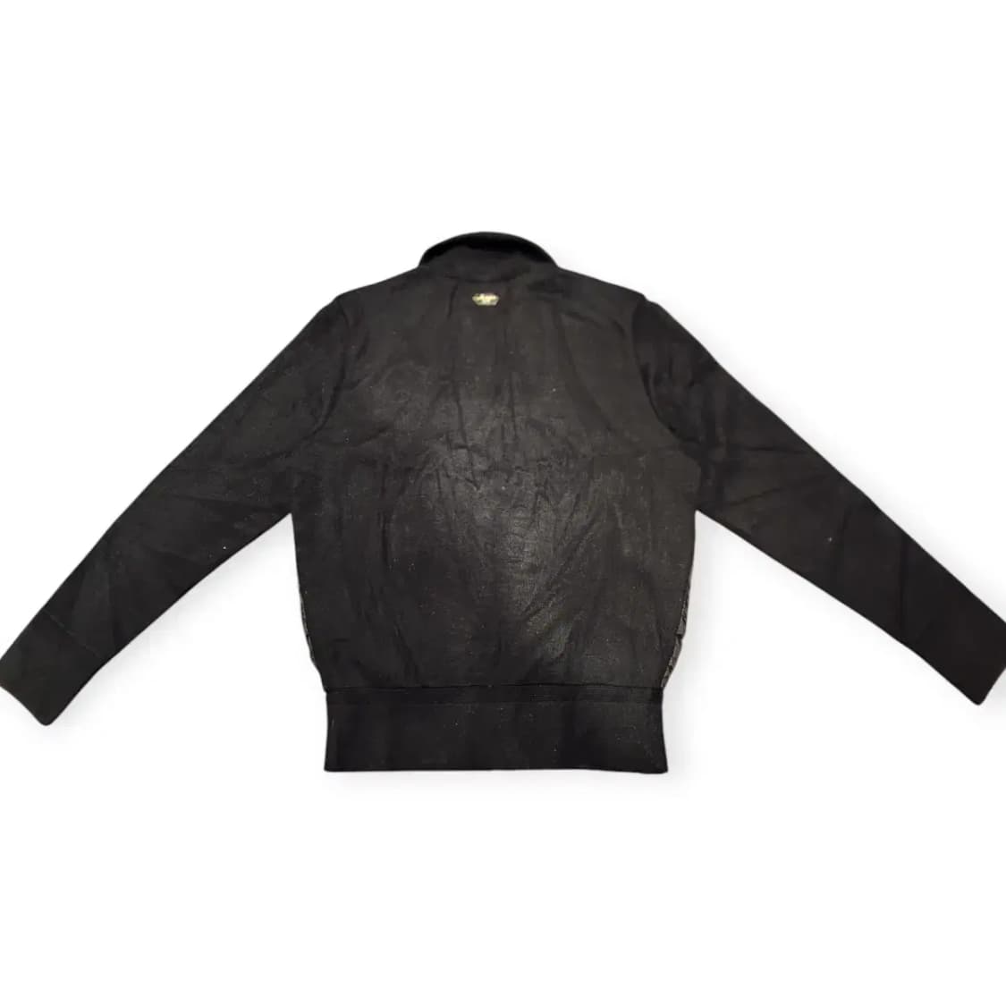 MOOD 블랙 니트 경량 패딩 배색 검정색 집업 자켓 상품이미지4