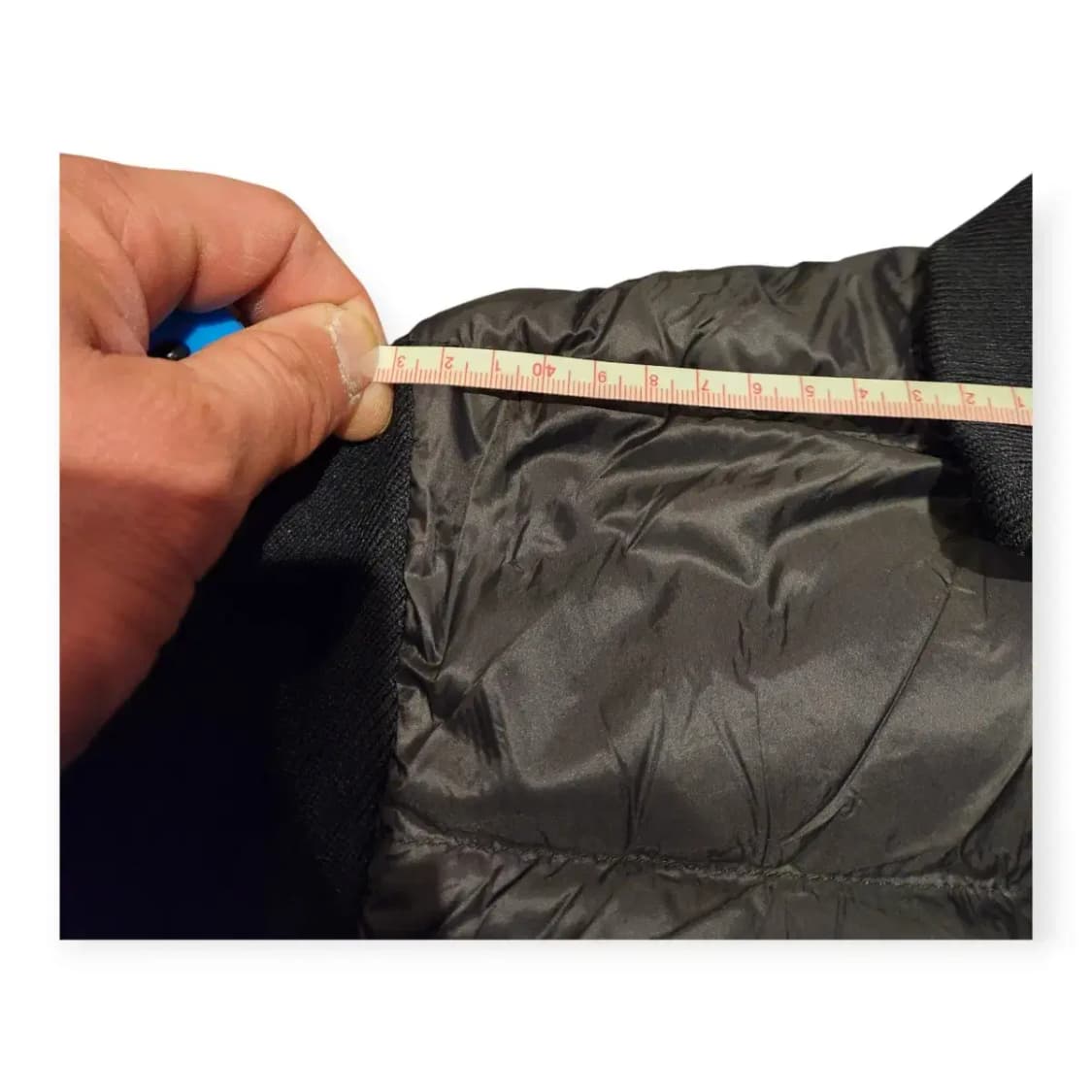 MOOD 블랙 니트 경량 패딩 배색 검정색 집업 자켓 상품이미지5