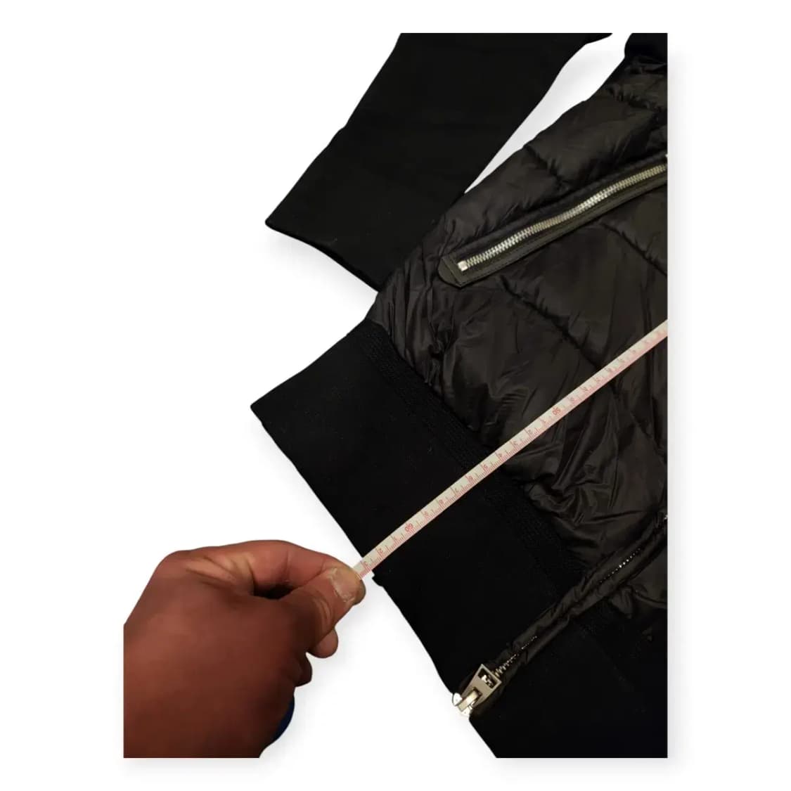 MOOD 블랙 니트 경량 패딩 배색 검정색 집업 자켓 상품이미지7