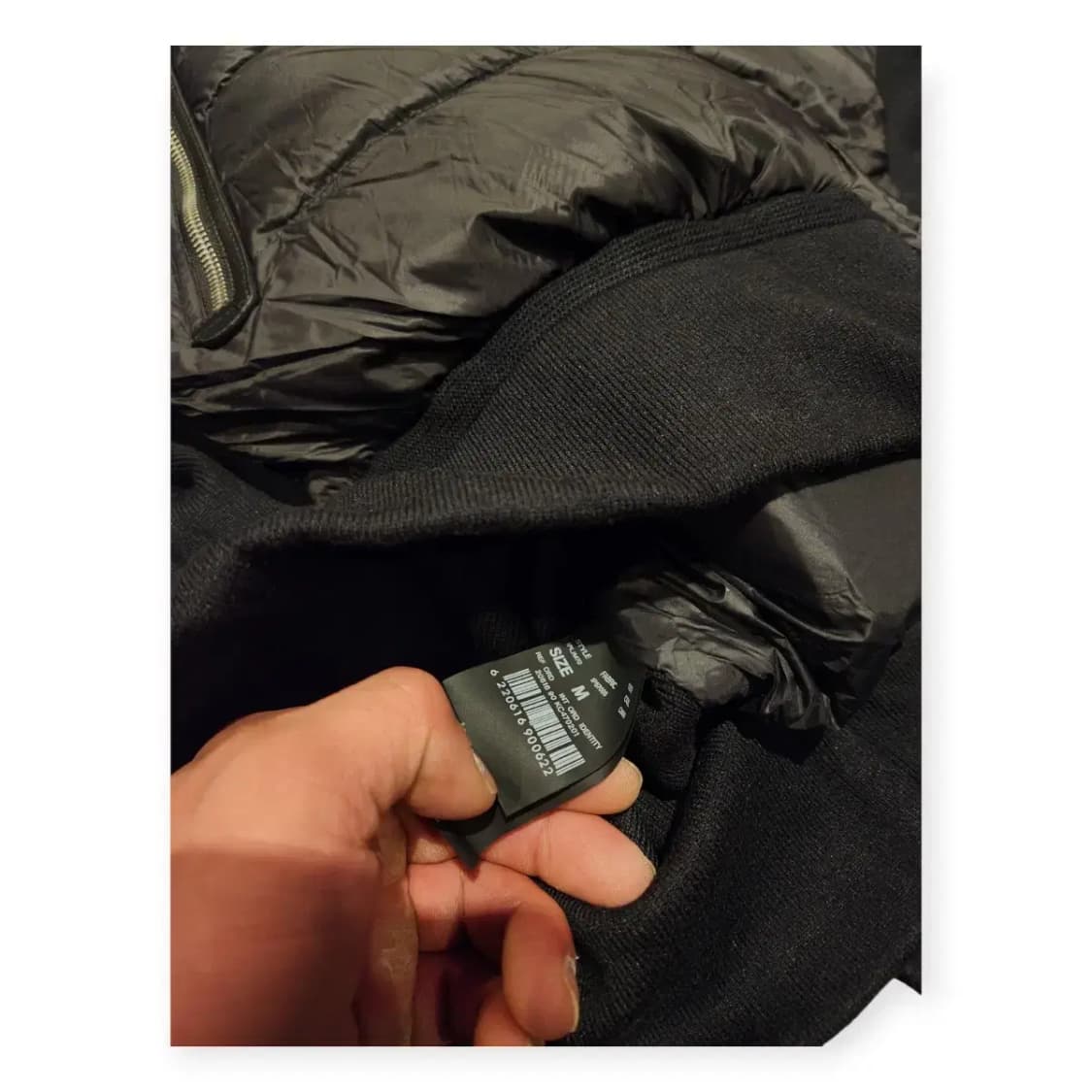 MOOD 블랙 니트 경량 패딩 배색 검정색 집업 자켓 상품이미지8