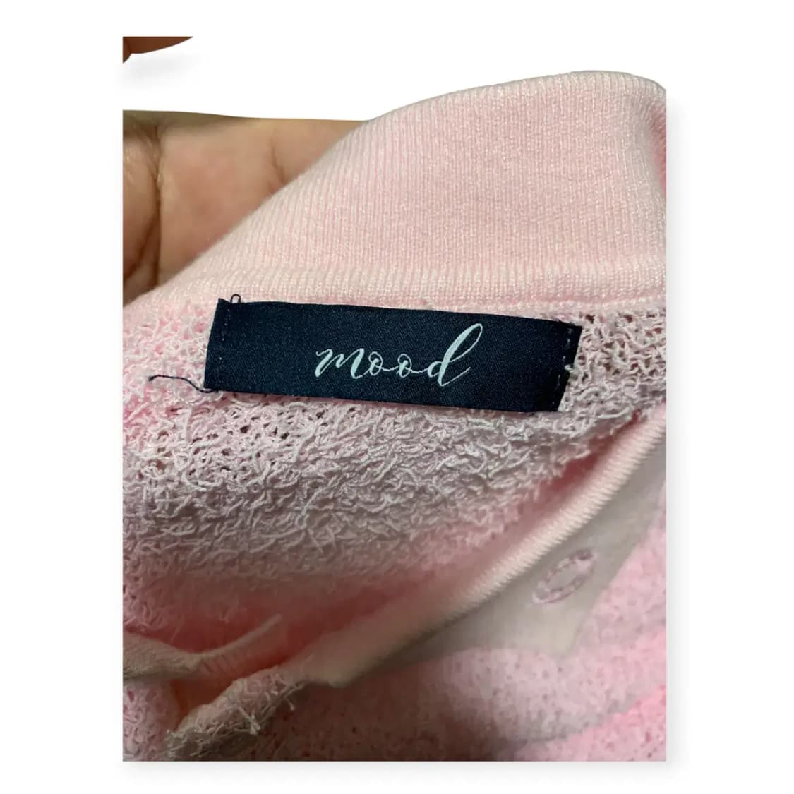 XL)MOOD 부클 카라 헨리넥 부클 핑크 긴팔 니트 분홍색 니트 상품이미지2