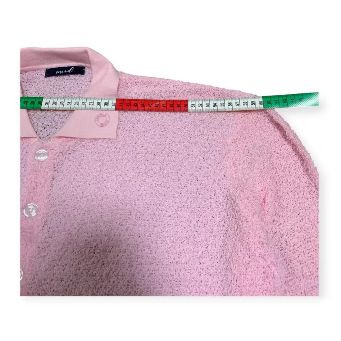 XL)MOOD 부클 카라 헨리넥 부클 핑크 긴팔 니트 분홍색 니트 상품이미지4