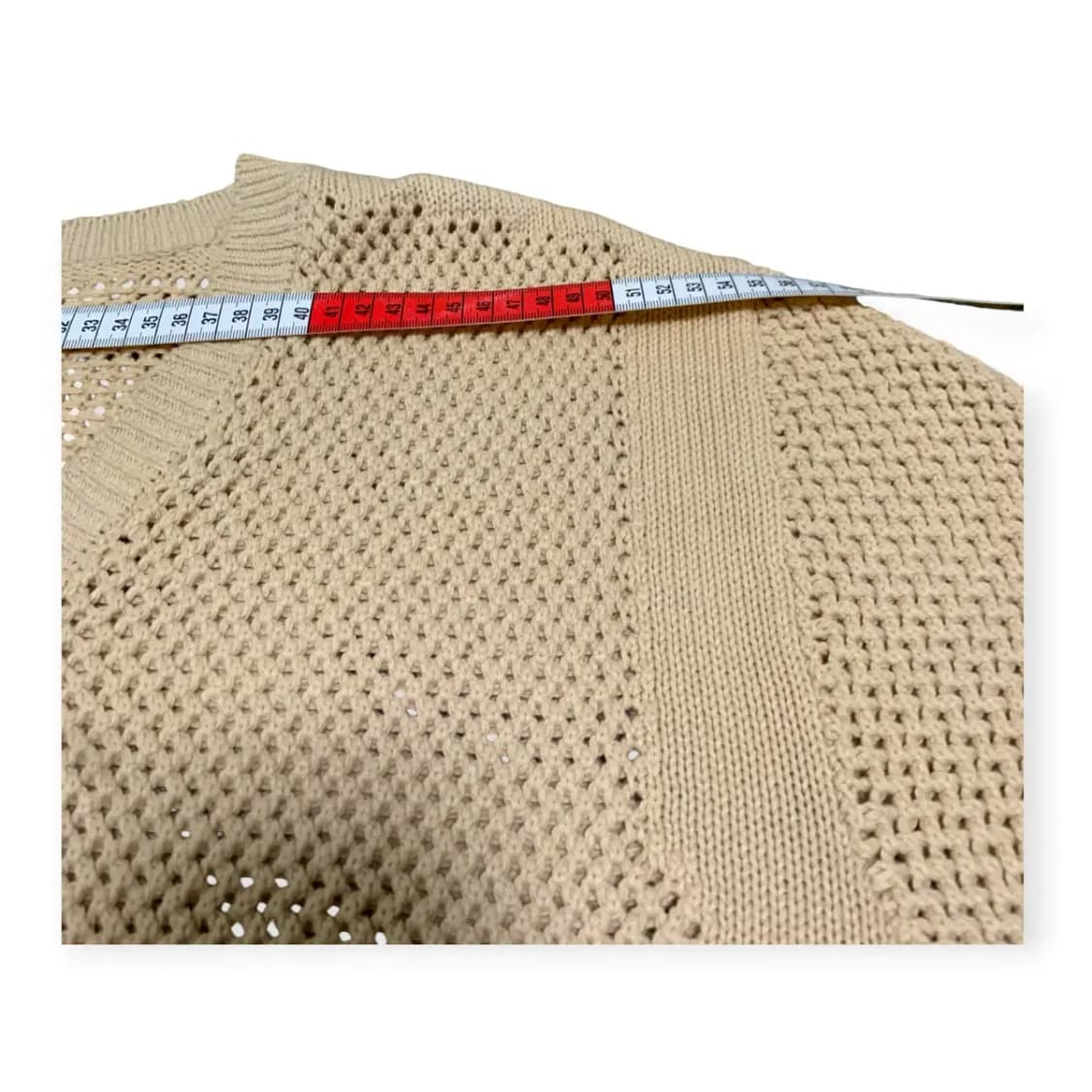 XL)MOOD 베이지 반팔 브이넥 머슬핏 니트 티셔츠 상품이미지3